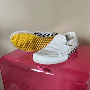 Vans Slip-On Pro Skate Shoes White/Yellow Checker